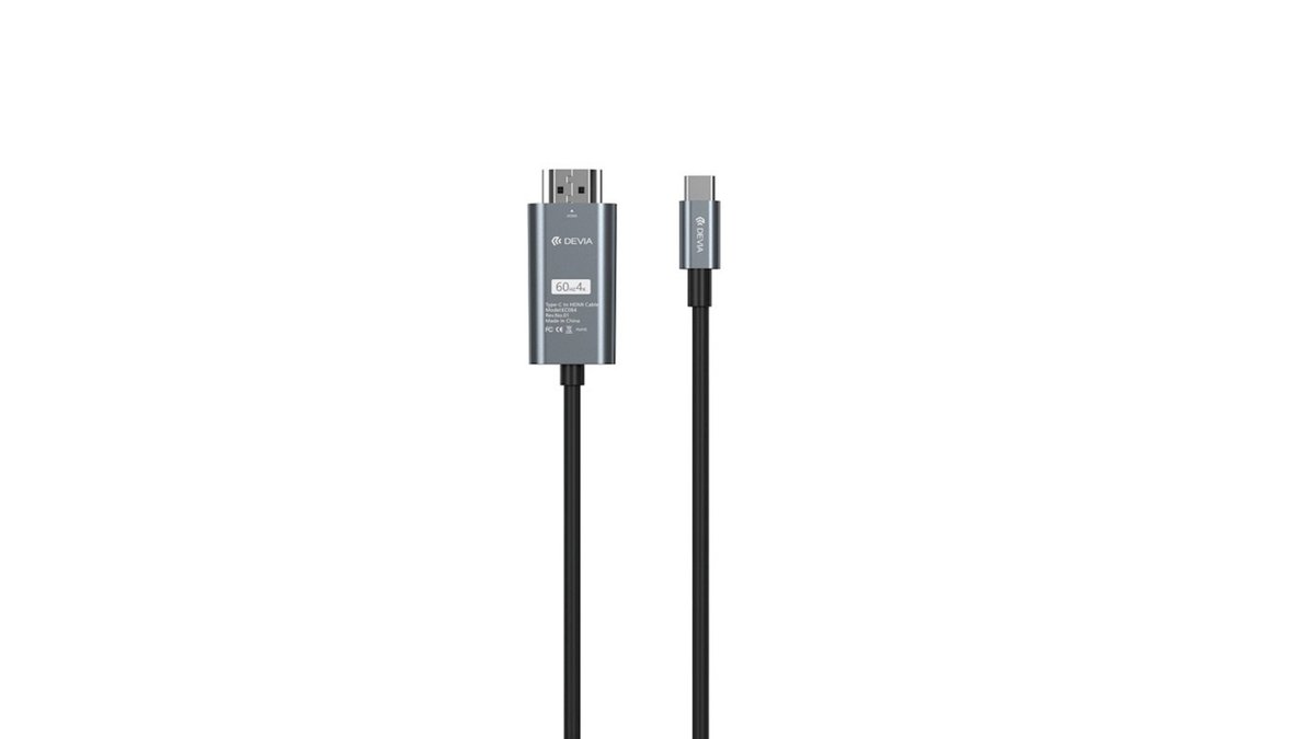 6a0d9e578cbf13ed0c0ffda8 Devia cable Storm USB-C - HDMI 4K 60 Hz 2,0 m black - Image 1