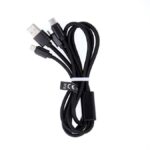 Maxlife 3in1 cable USB - Lightning + USB-C + microUSB 1,0 m 2,1A black nylon