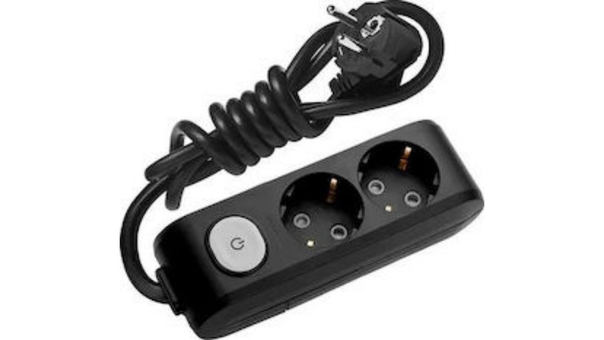 6a158a868bbdc4d872ec9c43 Panasonic Πολύπριζο 2 ΘΕΣΕΩΝ με Διακόπτη και Καλώδιο 1.5m Μαύρο - Image 1