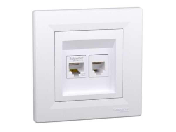 Asfora πρίζα πληροφορικής RJ45 cat5e και τηλεφώνου RJ12 Λευκή
