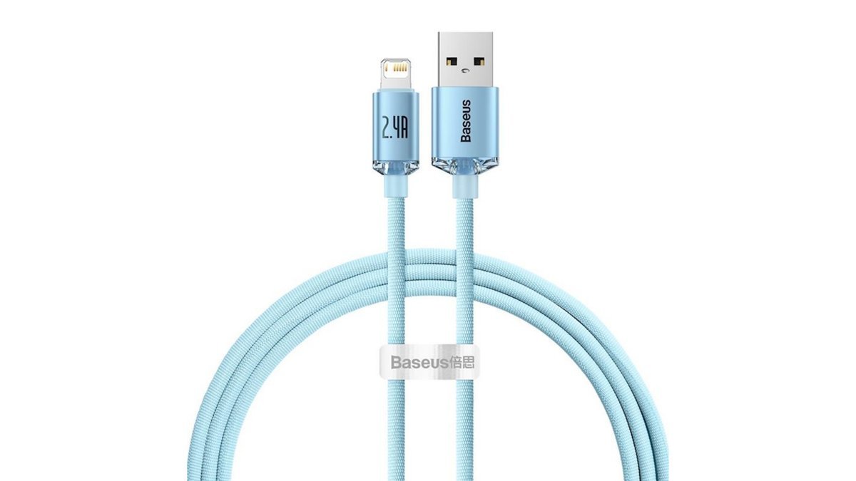 6a158c4837f057dcddb74c8f Baseus cable Crystal Shine USB - Lightning 1,2 m 2,4A sky blue - Image 1