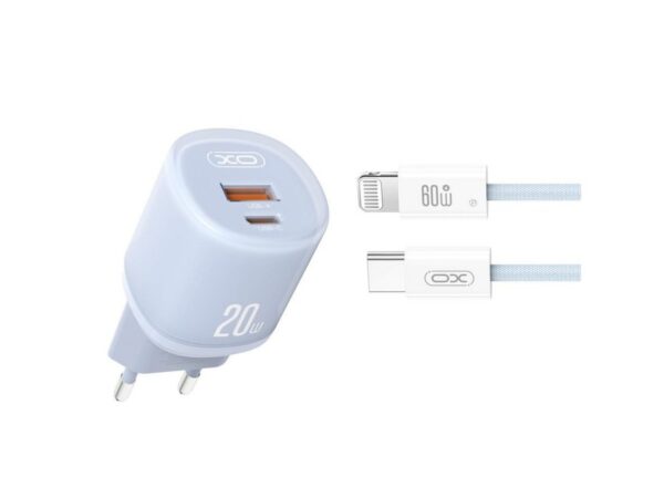 XO ΦΟΡΤΙΣΤΗΣ 20W, 2 ΘΥΡΕΣ, ΜΕ ΚΑΛΩΔΙΟ LIGHTNING, ΜΠΛΕ