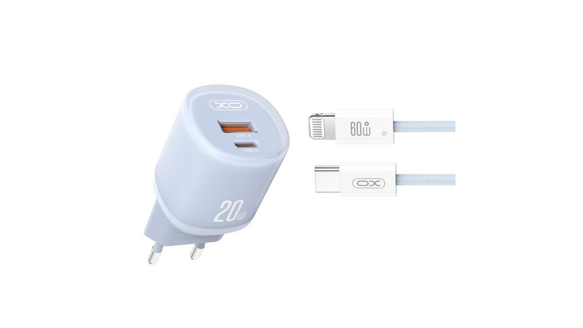 6a1ac262124b322edb3b4823 XO ΦΟΡΤΙΣΤΗΣ 20W, 2 ΘΥΡΕΣ, ΜΕ ΚΑΛΩΔΙΟ LIGHTNING, ΜΠΛΕ - Image 1