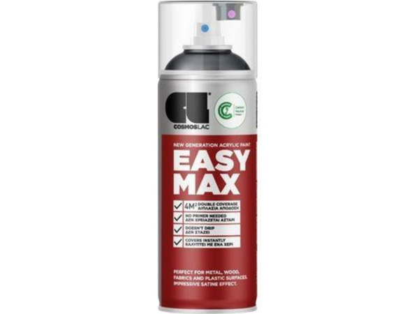 Cosmos Lac Σπρέι Βαφής Easy Max Ακρυλικό με Σατινέ Εφέ Dark Grey RAL 7015 400ml