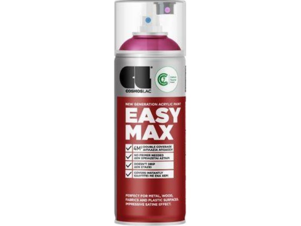 Cosmos Lac Σπρέι Βαφής Easy Max Ακρυλικό με Σατινέ Εφέ Magenta RAL 4010 400ml