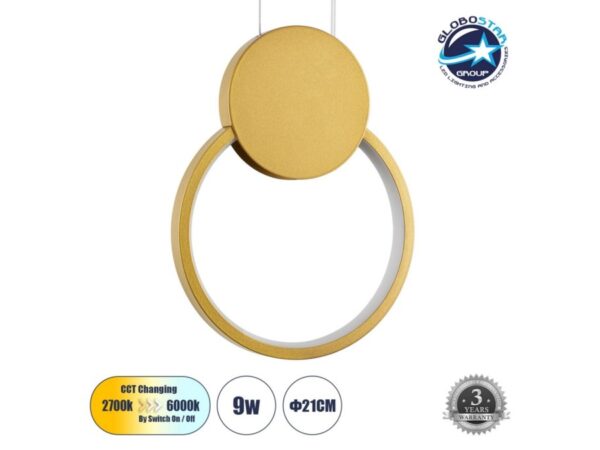 GloboStar® CYCLOS 61075 Κρεμαστό Φωτιστικό Οροφής Design LED CCT 9W 1080lm 300°