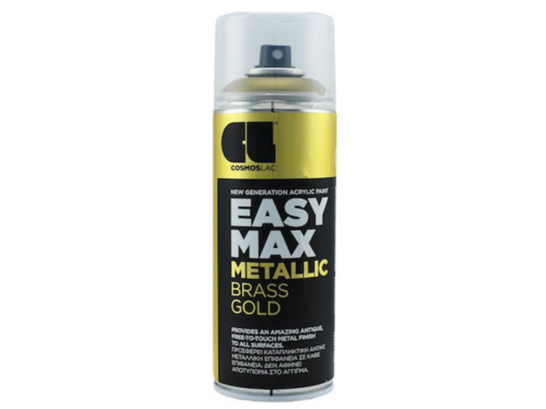 Cosmos Lac Σπρέι Βαφής Easy Max Metallic Ακρυλικό με Σατινέ Εφέ Brass Gold 400ml