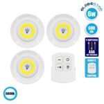 Φωτιστικά Νυκτός Μπαταρίας LED COB 6W 600lm 3000Κ & Timer & Ασύρματο Χειριστήριο